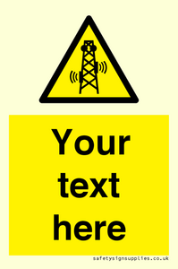 Custom warning RF radiation transmitter